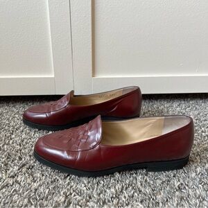 Bottega Veneta‎ Women’s Intrecciato Braided Bordeaux Leather Loafers Size 6.5
